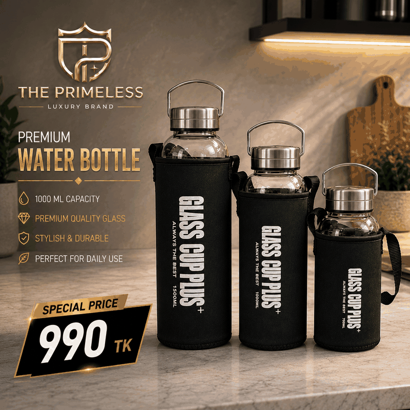 Glass Cup Plus Water Bottle with Protective Bag