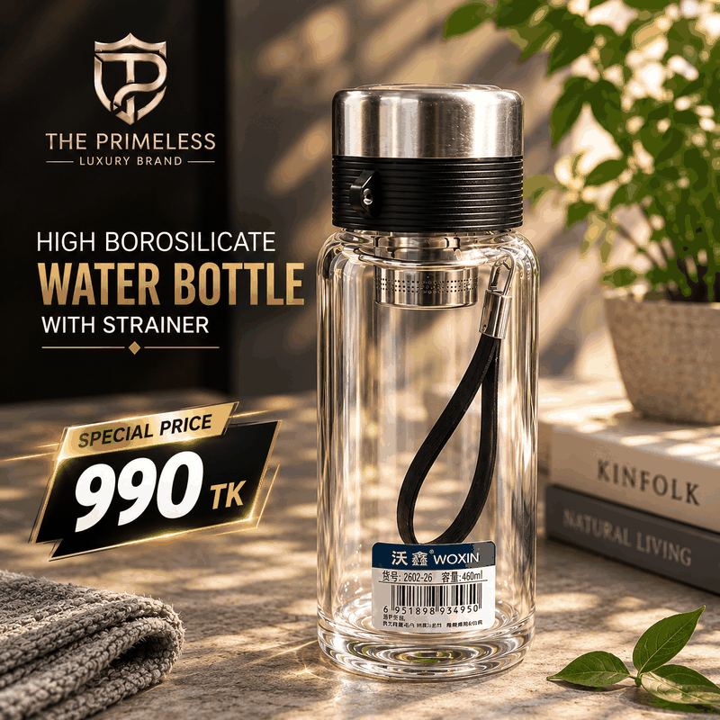 High Borosilicate Glass Water Bottle with Strainer