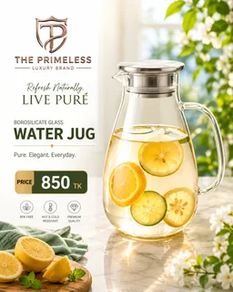 2.6 Liter Borosilicate Crystal Glass Water Jug