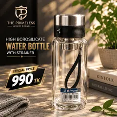 High Borosilicate Glass Water Bottle with Strainer
